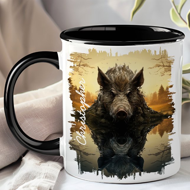 Mug Sauvage de Boar dans le lac d'automne Réflexion (Créateur téléchargé)