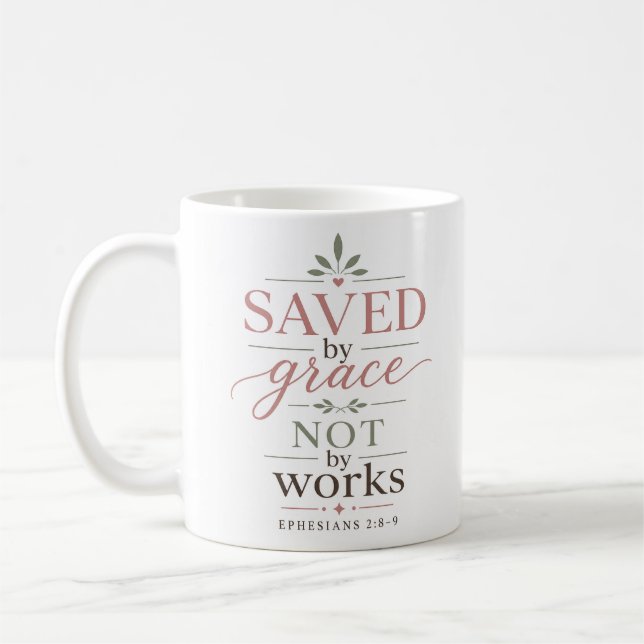 Mug Sauvé par la Grâce et non par les Œuvres Minimalis (Gauche)