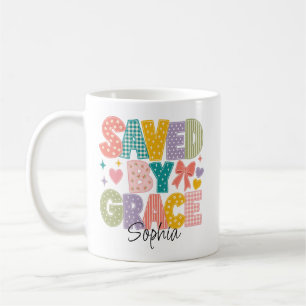 Mug Sauvé par la Grâce Rétro Croyance Chrétienne Perso