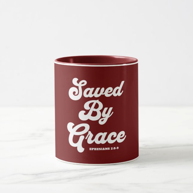 Mug Sauvé Par Les Éphésiens De Grâce 2:8-9 (Centre)