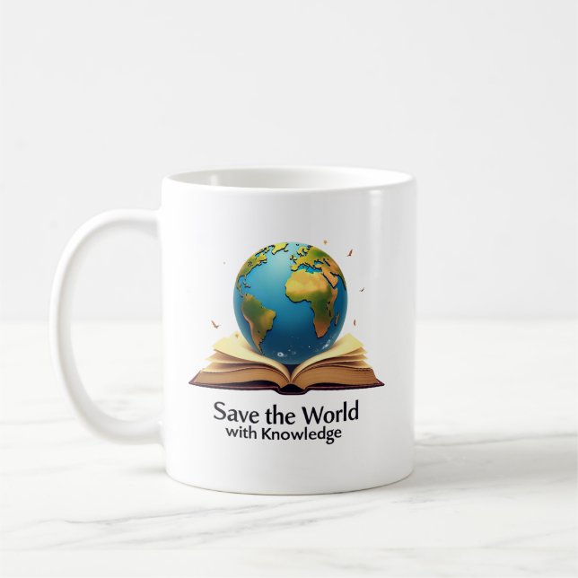 Mug Sauver le monde avec la connaissance (Gauche)