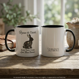 Mug Sauvetage de lapin floral noir compatissant
