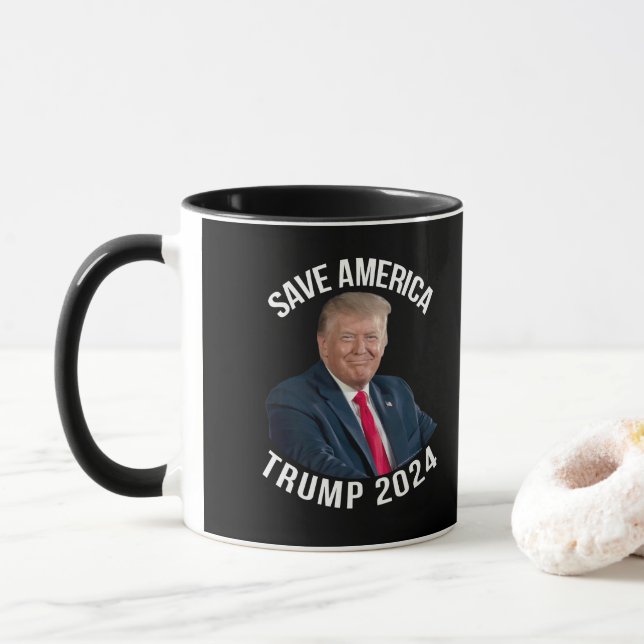 Mug Sauvez l'Amérique Trump 2024 Président Donald J. T (Avec donut)