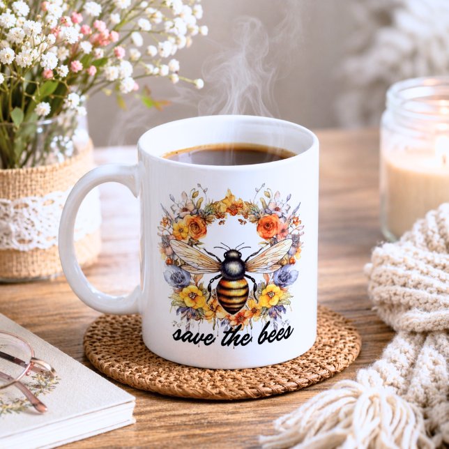 Mug Sauvez les Abeilles Florales (Créateur téléchargé)
