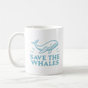 Mug Sauvez les baleines jolie esthétique rétro