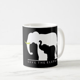 Mug Sauvez les éléphants (noirs)