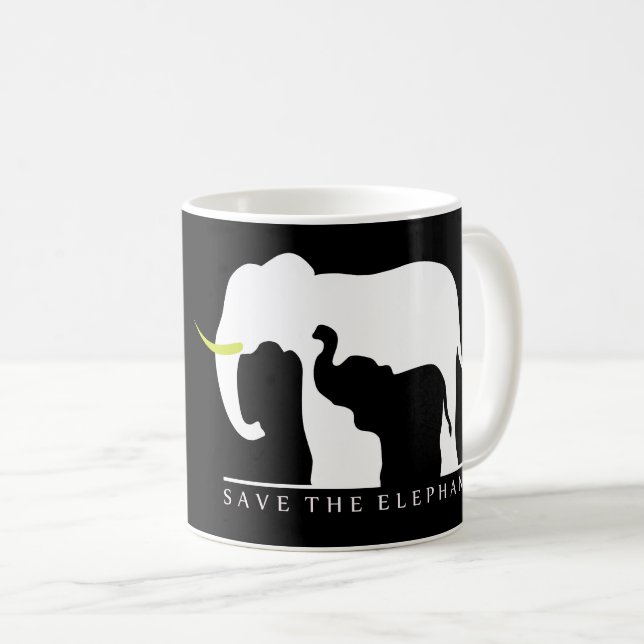 Mug Sauvez les éléphants (noirs) (Devant droit)