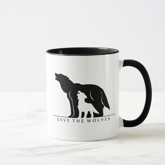 Mug Sauvez les loups (ver blanc). (Droite)