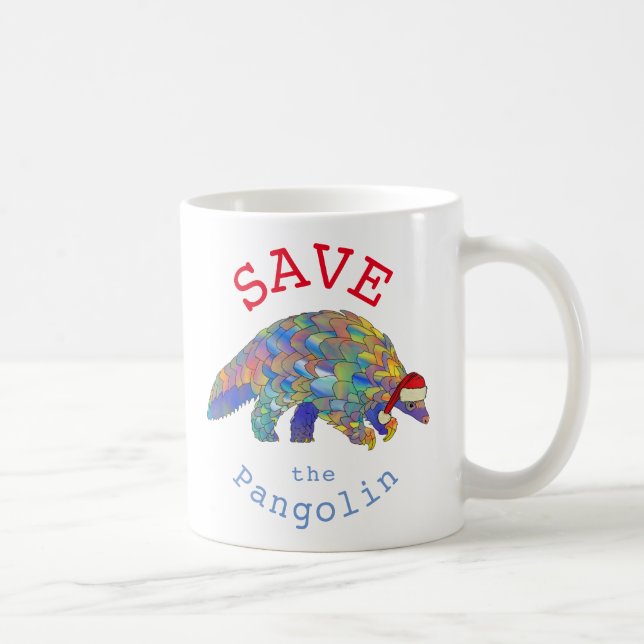 Mug Sauvez les Pangolins slogan de Noël mignon (Droite)