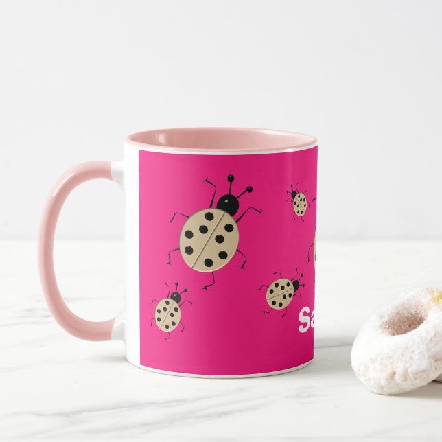 Mug Sauvez-moi! Coccinelles colorées personnalisées (Avec donut)