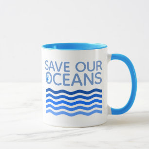 Mug Sauvez nos océans Blue Stylisé Earth Waves