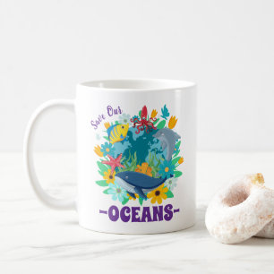 Mug Sauvez nos océans Fleur Baleine Conception Colorée