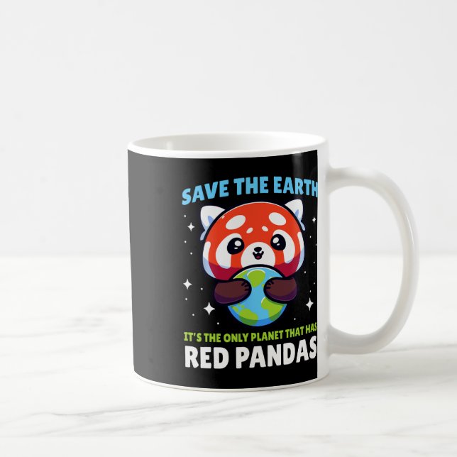 Mug Save Earth Red Panda Design - Drôle Animal Earth D (Droite)
