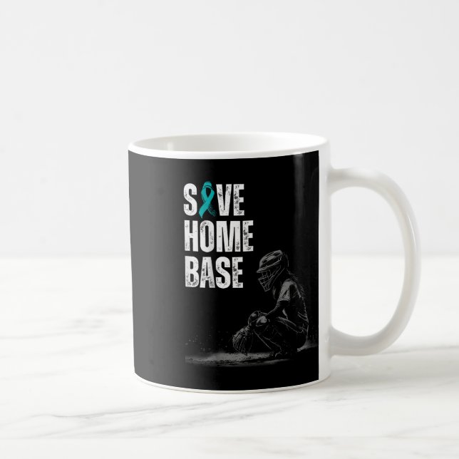 Mug Save Home Base Baseball Player Ovarienne Cancer Aw (Droite)