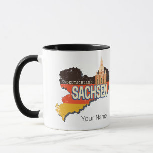 Mug Saxe Allemagne Retro State Map Souvenir Vintage