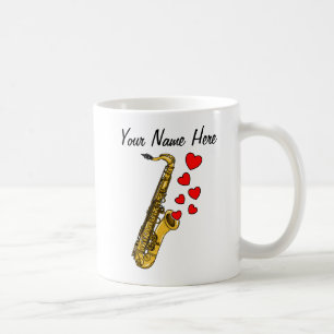 Mug Saxophone Coeurs rouges Saxophoniste Musicien Pers