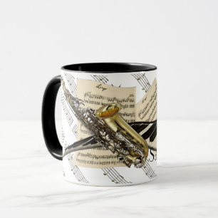 Mug Saxophone et musique de piano personnalisée