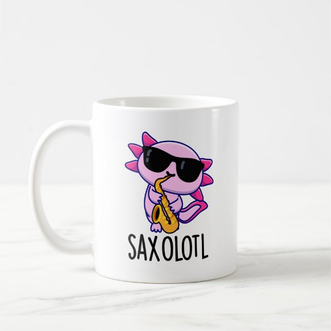 Mug Saxophone Sax-olotl Funny Puns (Gauche)