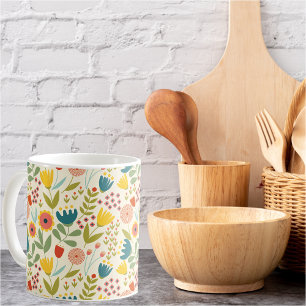 Mug Scandinave Été Floral Motif Couleurs vives