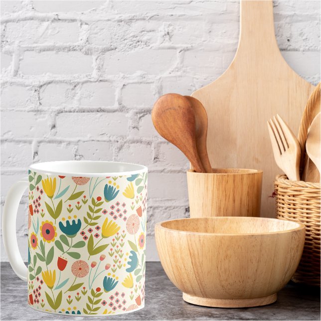 Mug Scandinave Été Floral Motif Couleurs vives (Créateur téléchargé)