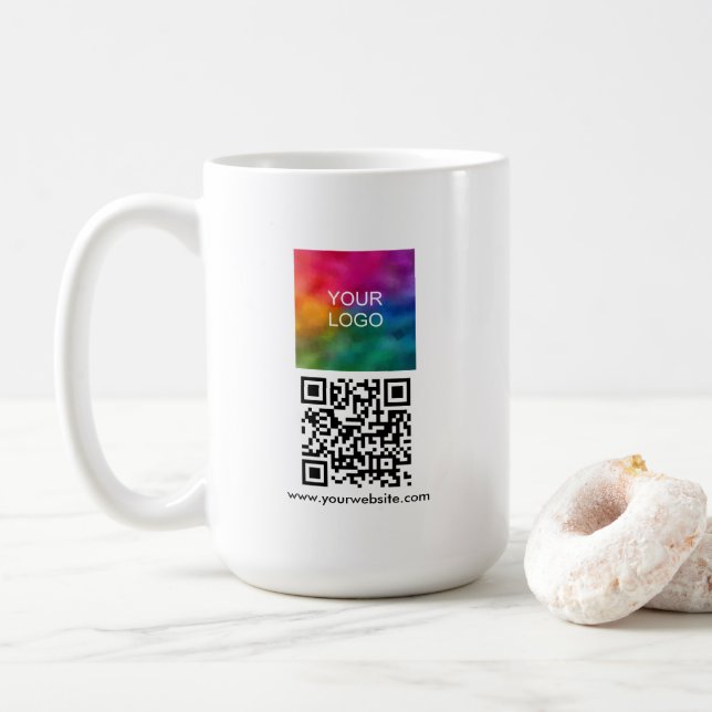 Mug Scannez-moi Code QR Téléchargement Logo Promotionn (Avec donut)