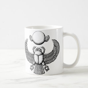 Mug Scarabée égyptien antique noir et blanc