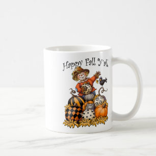 Mug Scarecrow Happy Fall Y'all Citrouille Thanksgiving