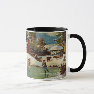 Mug Scène américaine de Noël de la vie d'hiver