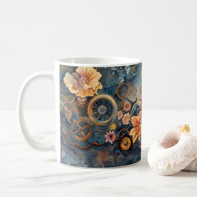 Mug Scène ancienne aux fleurs (Avec donut)