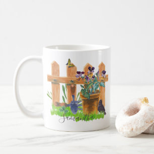 Mug Scène aquarelle de jardin de campagne personnalisé