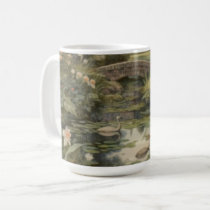 Mug Scène botanique de cygnes dans un jardin anglais