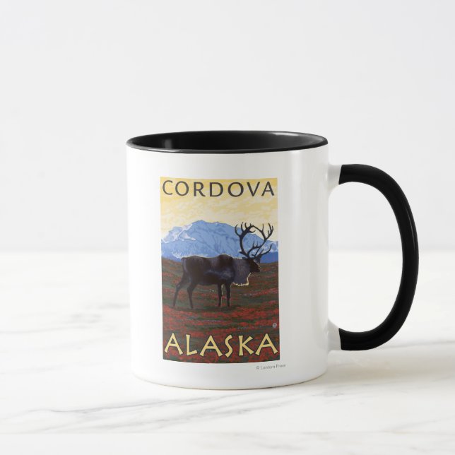 Mug Scène Caribou - Cordova, Alaska (Droite)