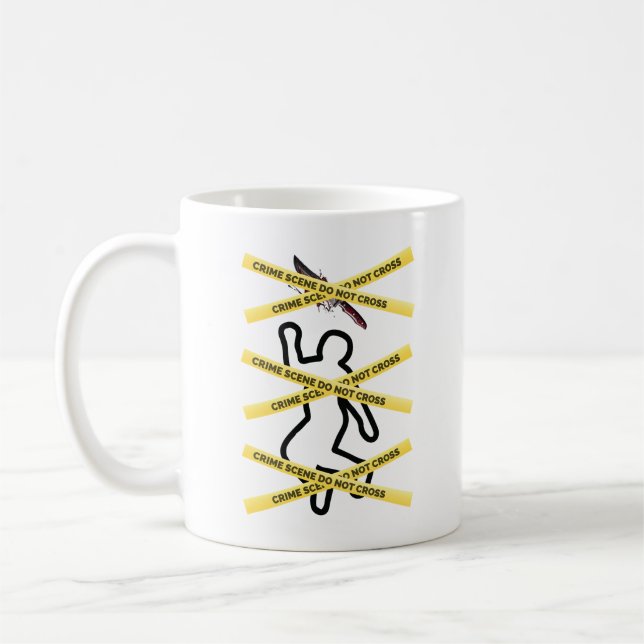 Mug Scène criminelle Victime Inspiré Meurtre Mystère V (Gauche)