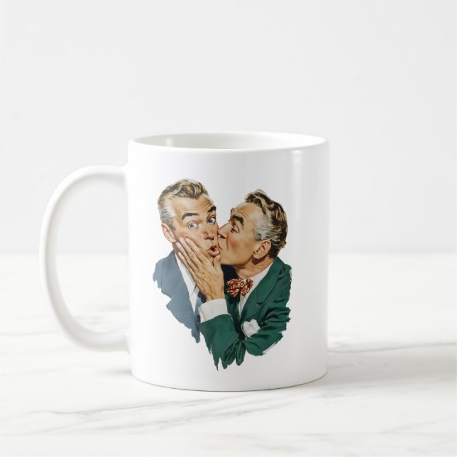 Mug Scène de baiser surprise d'humour vintage (Gauche)