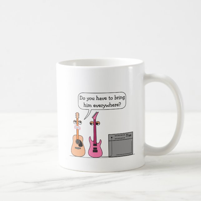 Mug Scène de bande dessinée de roue de guitare drôle (Droite)