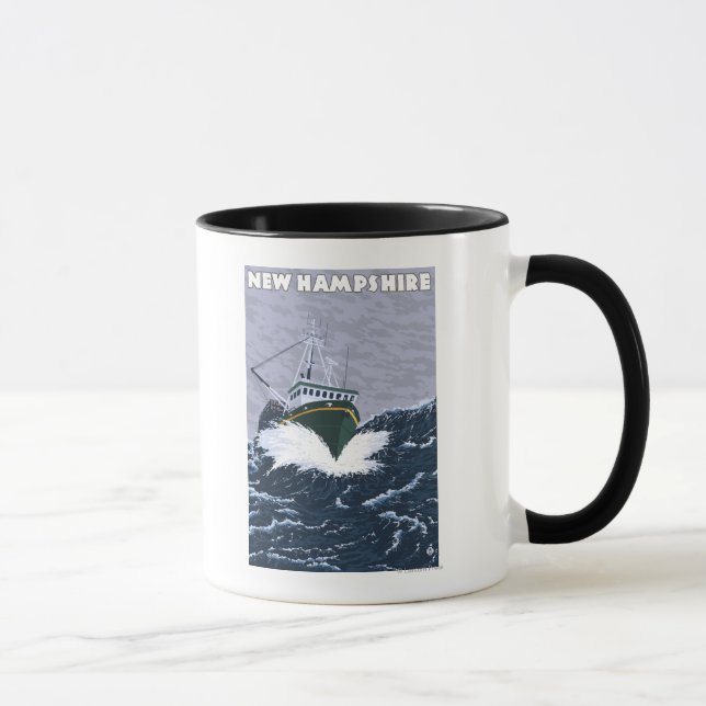 Mug Scène de bateau de pêche du crabe du New Hampshire (Droite)