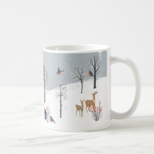 Mug Scène de bois enneigé maison à toit en saltbox ren