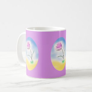 Mug Scène de caméo stylisée d'une fleur joyeuse -
