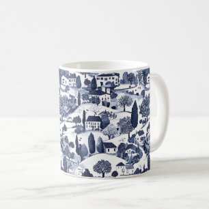 Mug Scène de campagne en toile bleue