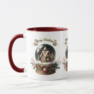 Mug Scène de cottage dans une boule à neige de Noël co
