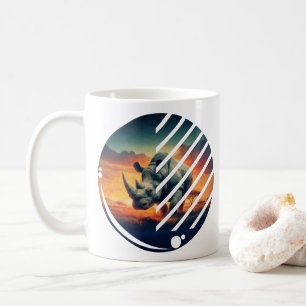 Mug Scène de coucher de soleil géométrique Rhino