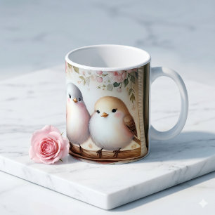 Mug Scène de courtepointe florale de tourtereaux Cotta