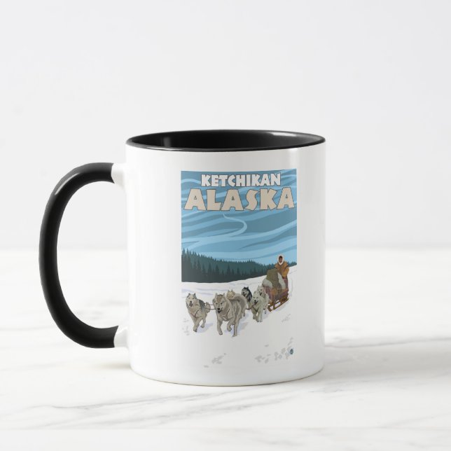 Mug Scène de couture de chien - Ketchikan, Alaska (Gauche)