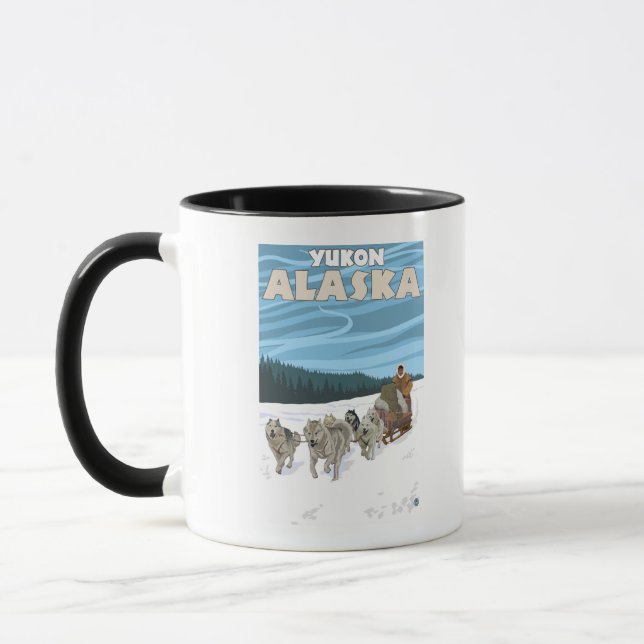 Mug Scène de couture de chien - Yukon, Alaska (Gauche)