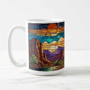 Mug Scène de désert rétro art de verre teinté des mont