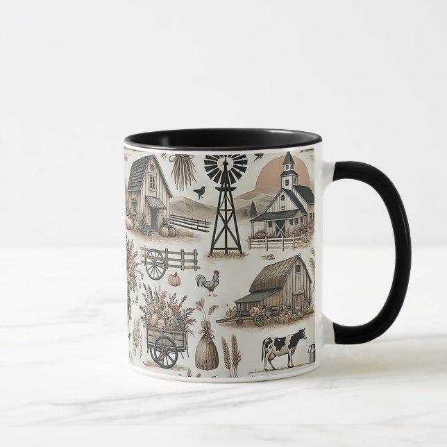 Mug Scène de ferme rustique (Droite)