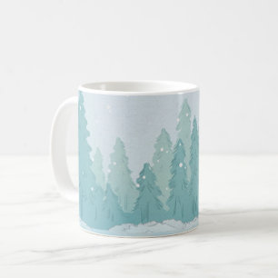 Mug Scène de fête de saison de pin de scène de neig