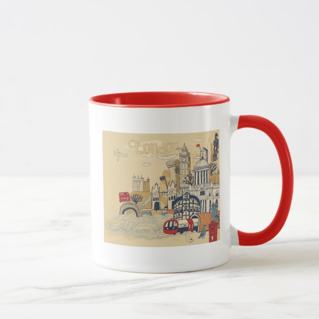Mug Scène de griffonnage de Londres (Droite)