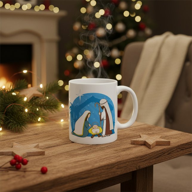 Mug Scène de la Nativité avec Marie Joseph et Bébé Jés (Créateur téléchargé)
