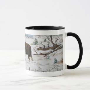 Mug Scène de lutte d'art de faune d'orignaux de